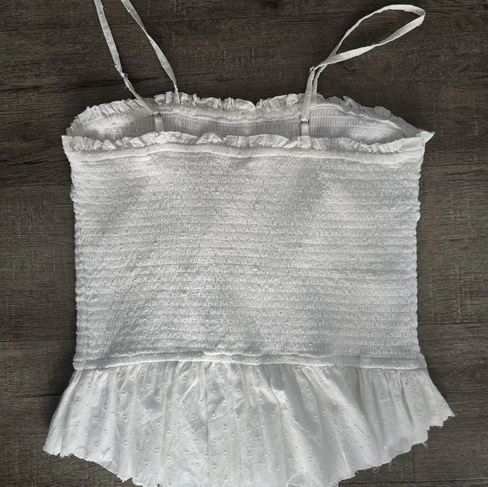 White Button-Down Ruffle Top - Picture 3 of 3